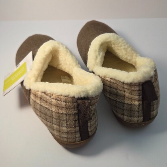 NWT - ULTRAIDEAS Women’s Slippers, Memory Foam, Non-Slip Sole, Brown Plaid, US 9 - Picture 1 of 4